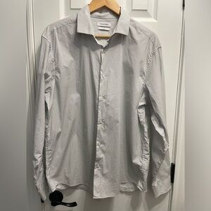 Calvin Klein Slim Fit Dress Shirt XL 17 34/35 Men’s Green & Brown Button Down